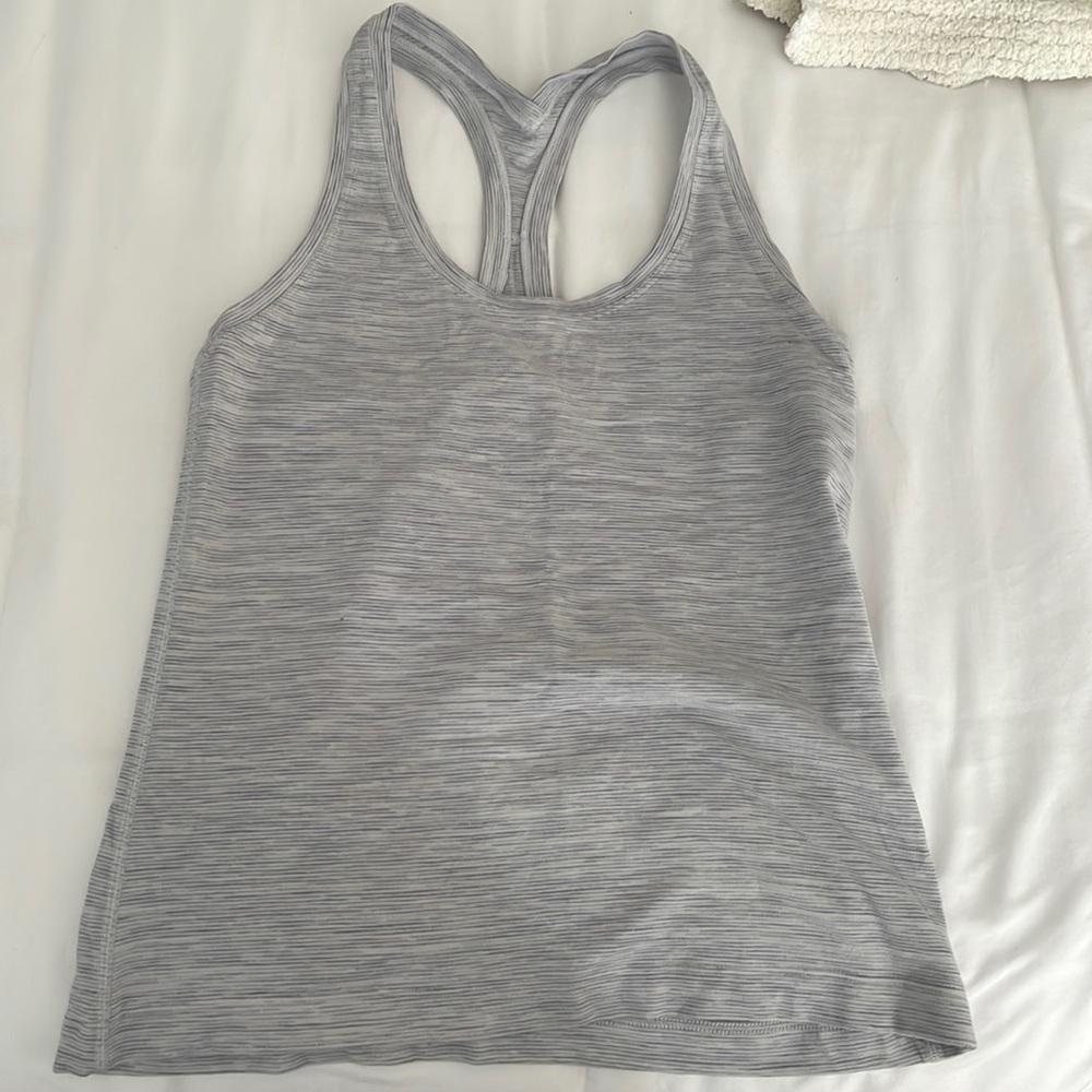 Grey striped Lululemon racer back tank top